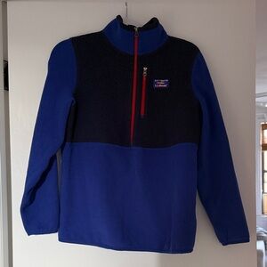 LL Bean Blue and Navy Fleece Half-Zip Katahdin Pullover